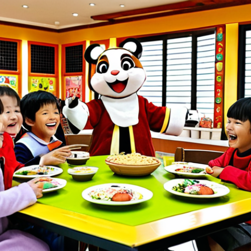 Home 11 Festive Cafe Scene**
A brightly decorated children's cafe interior, featuring images of the Kokomong characters. Children, fully clothed in cheerful outfits, are interacting with costumed Kokomong characters. An animator dressed as Kokomong is leading a game. Tables are set with kid-friendly meals. "Safe for work," "appropriate content," "fully clothed," "family-friendly", perfect anatomy, natural proportions, professional photography, high quality. The scene should evoke a sense of joyful celebration.
**