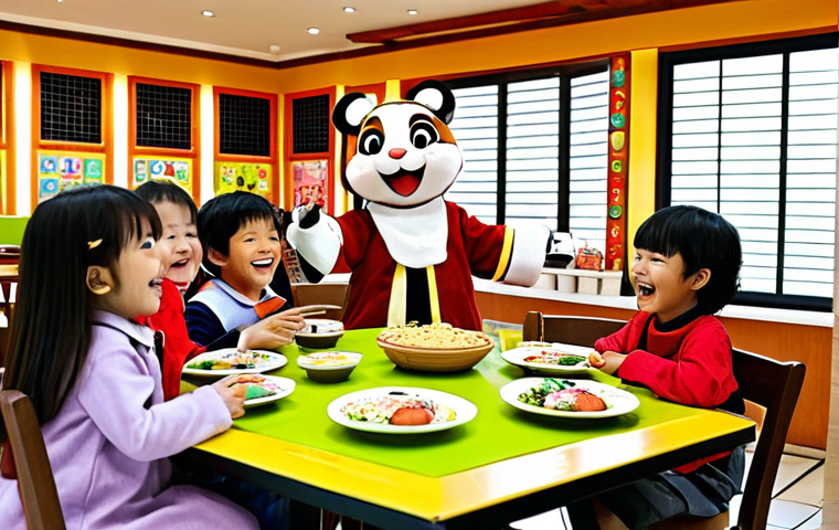 Festive Cafe Scene**

A brightly decorated children's cafe interior, featuring images of the Kokomong characters. Children, fully clothed in cheerful outfits, are interacting with costumed Kokomong characters. An animator dressed as Kokomong is leading a game. Tables are set with kid-friendly meals. "Safe for work," "appropriate content," "fully clothed," "family-friendly", perfect anatomy, natural proportions, professional photography, high quality. The scene should evoke a sense of joyful celebration.

**