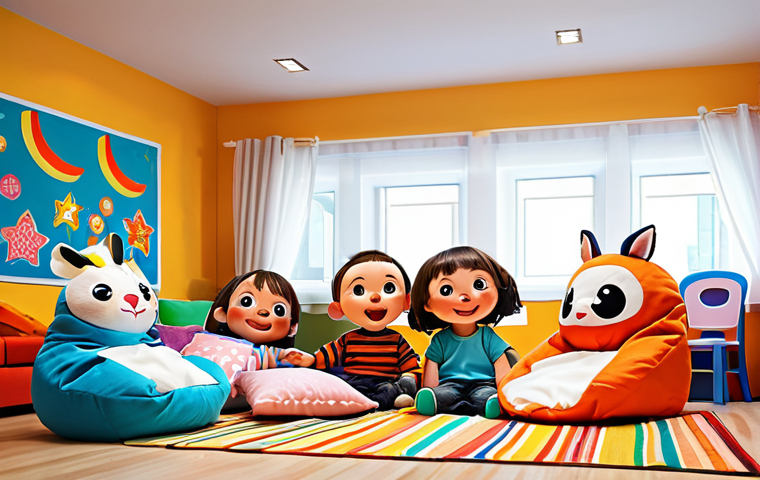 **

A group of fully clothed children are engaged in a playful puppet show featuring KokoMon characters, using pillows and blankets as props in a brightly lit playroom. The scene is safe for work and appropriate for children, with perfect anatomy, natural proportions, and a family-friendly atmosphere. High-quality digital art.

**
